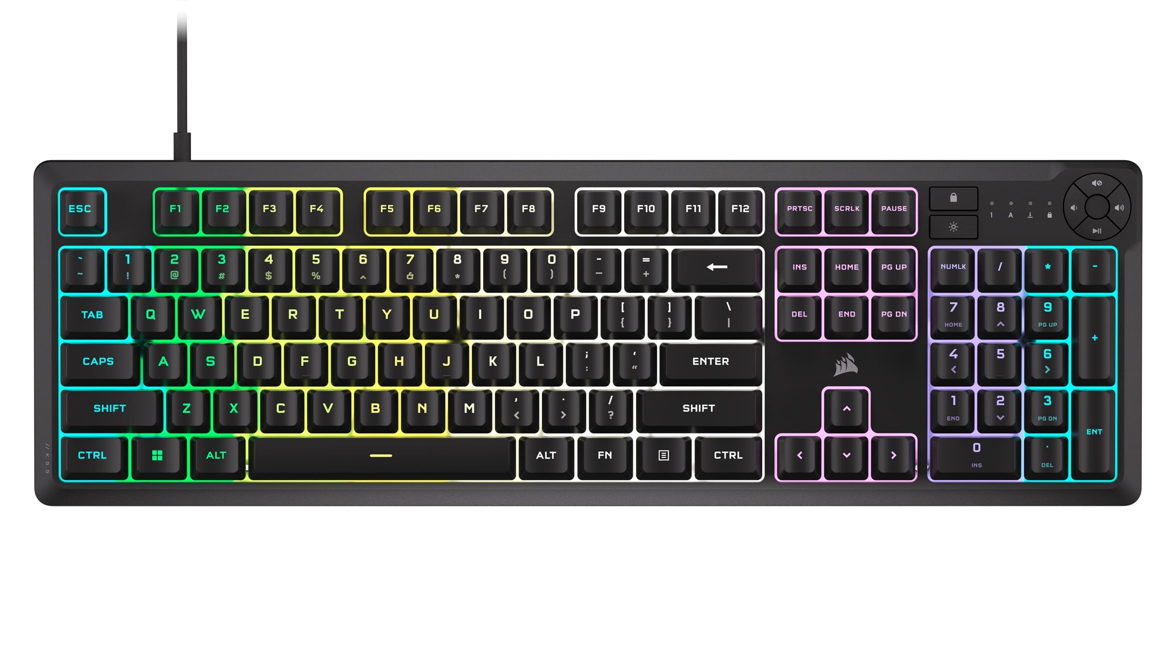 CORSAIR K55 CORE Wired RGB Gaming Keyboard - Backlit RGB LED - Black