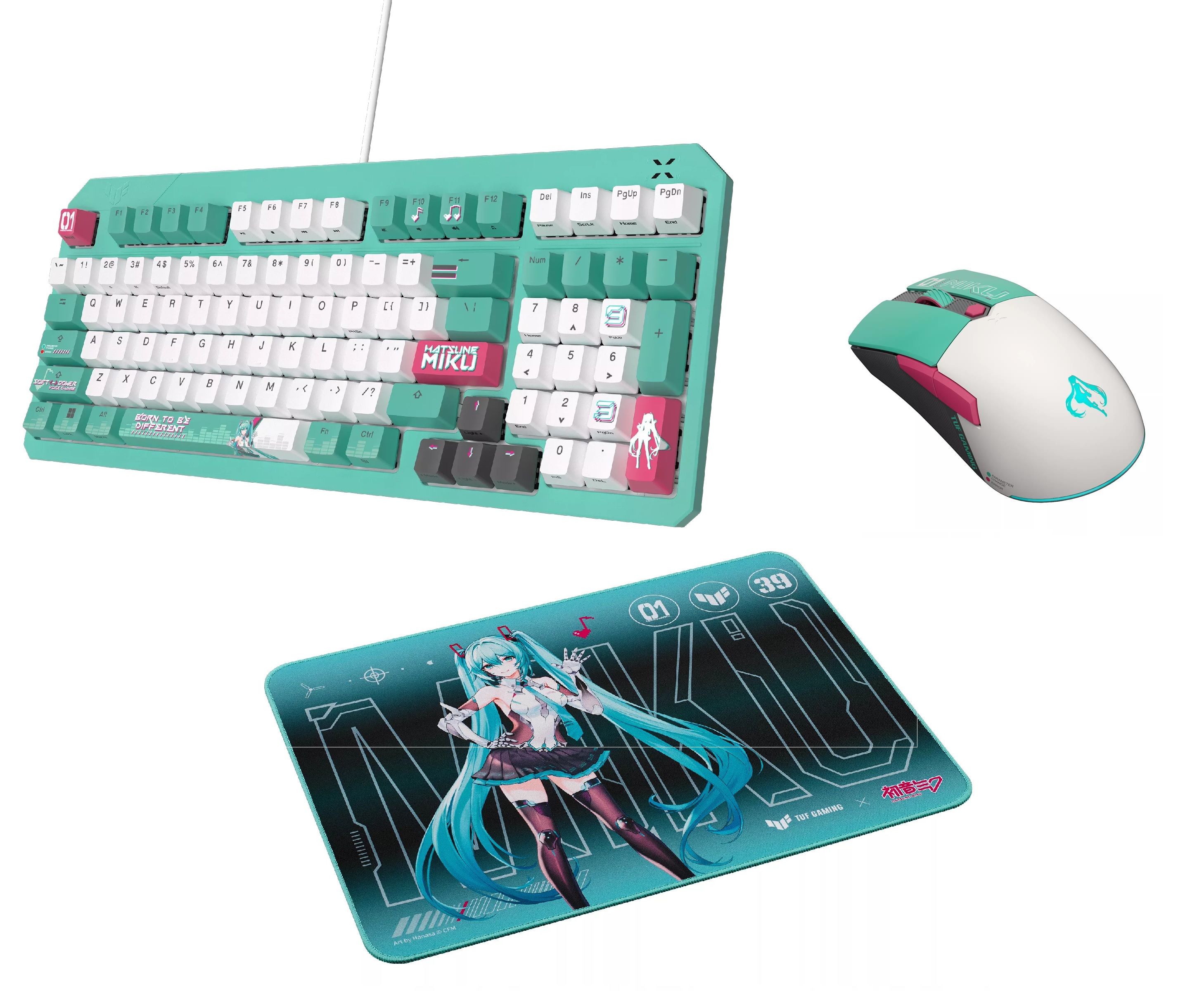 Asus x Hatsune Miku Keyboard + Mouse + Mouse Pad Bundle