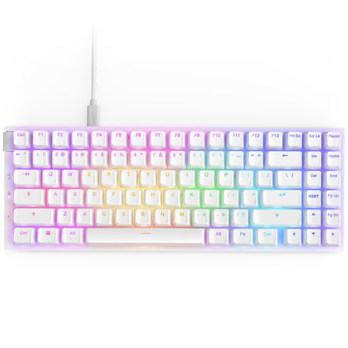 NZXT Function 2 - Mini Tenkeyless (TKL, 80%) Gaming Keyboard, White, English, Regular Profile (KB-002NW-US)