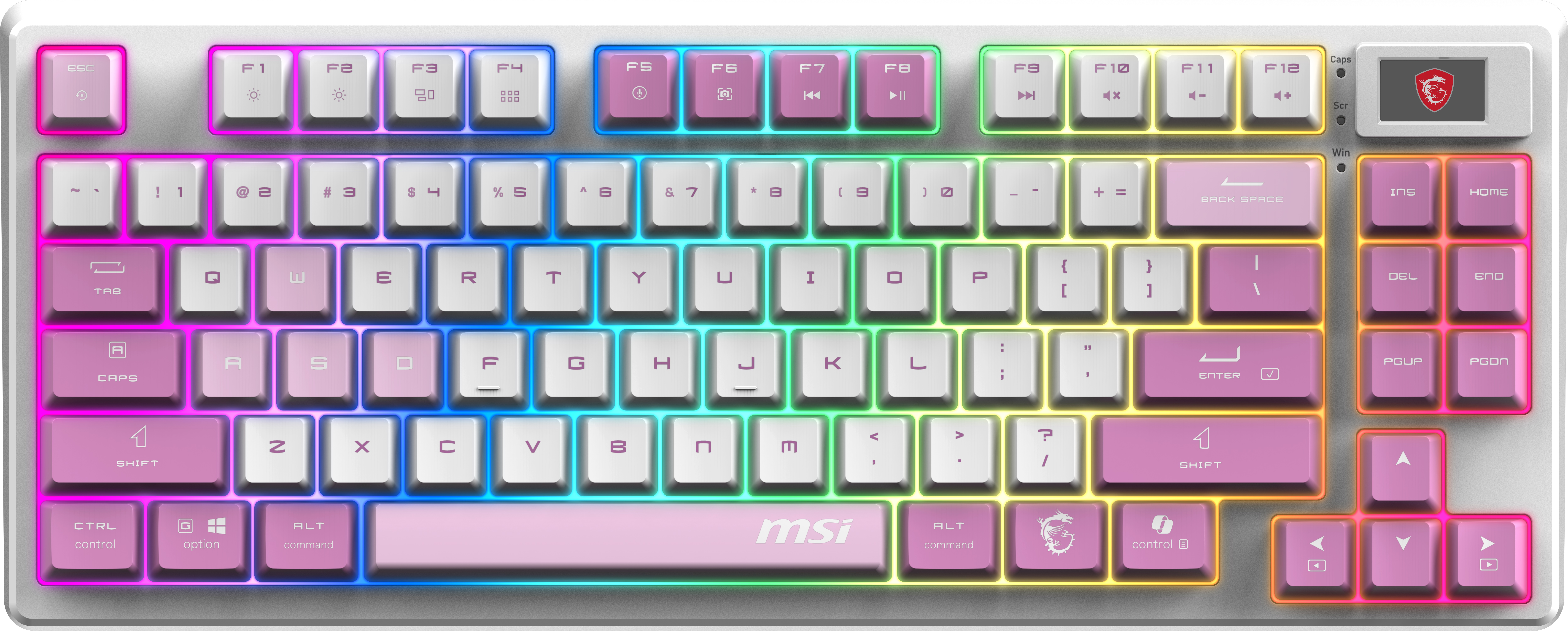 MSI FORGE GK600 TKL WIRELESS VIOLET Tenkeyless (TKL, 80%) Gaming Keyboard, English, Regular Profile, Mechanical Linear