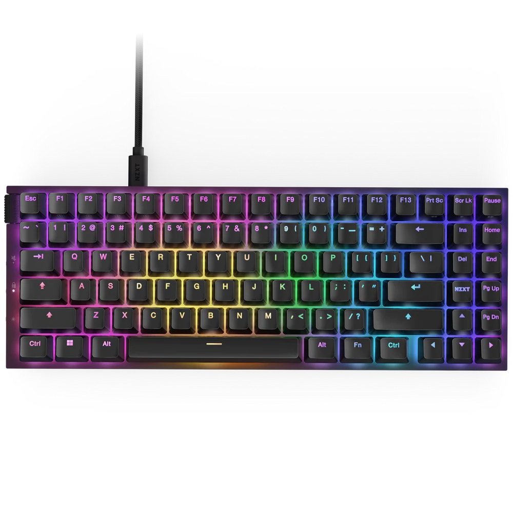 NZXT Function 2 - Mini Tenkeyless (TKL, 80%) Gaming Keyboard, Black, Regular Profile (KB-002NB-US)