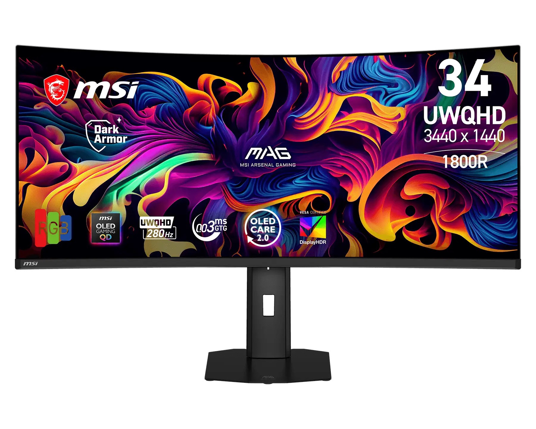 MSI MAG 34" 3440 x 1440 UWQHD QD-OLED 280Hz Gaming Monitor