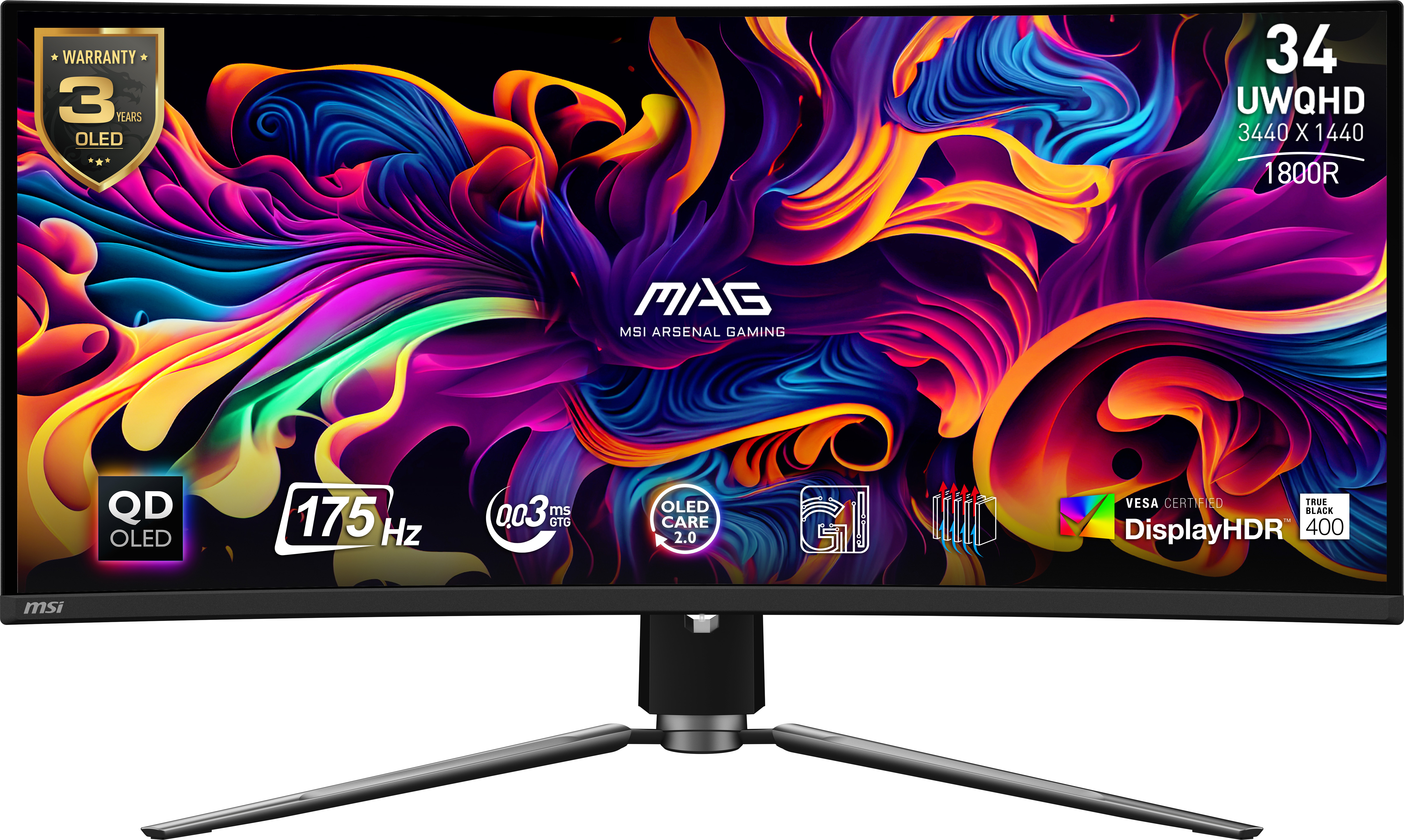 MSI MAG 341CQP QD-OLED 34" 21:9 UWQHD, 175Hz 0.03ms Curved Monitor