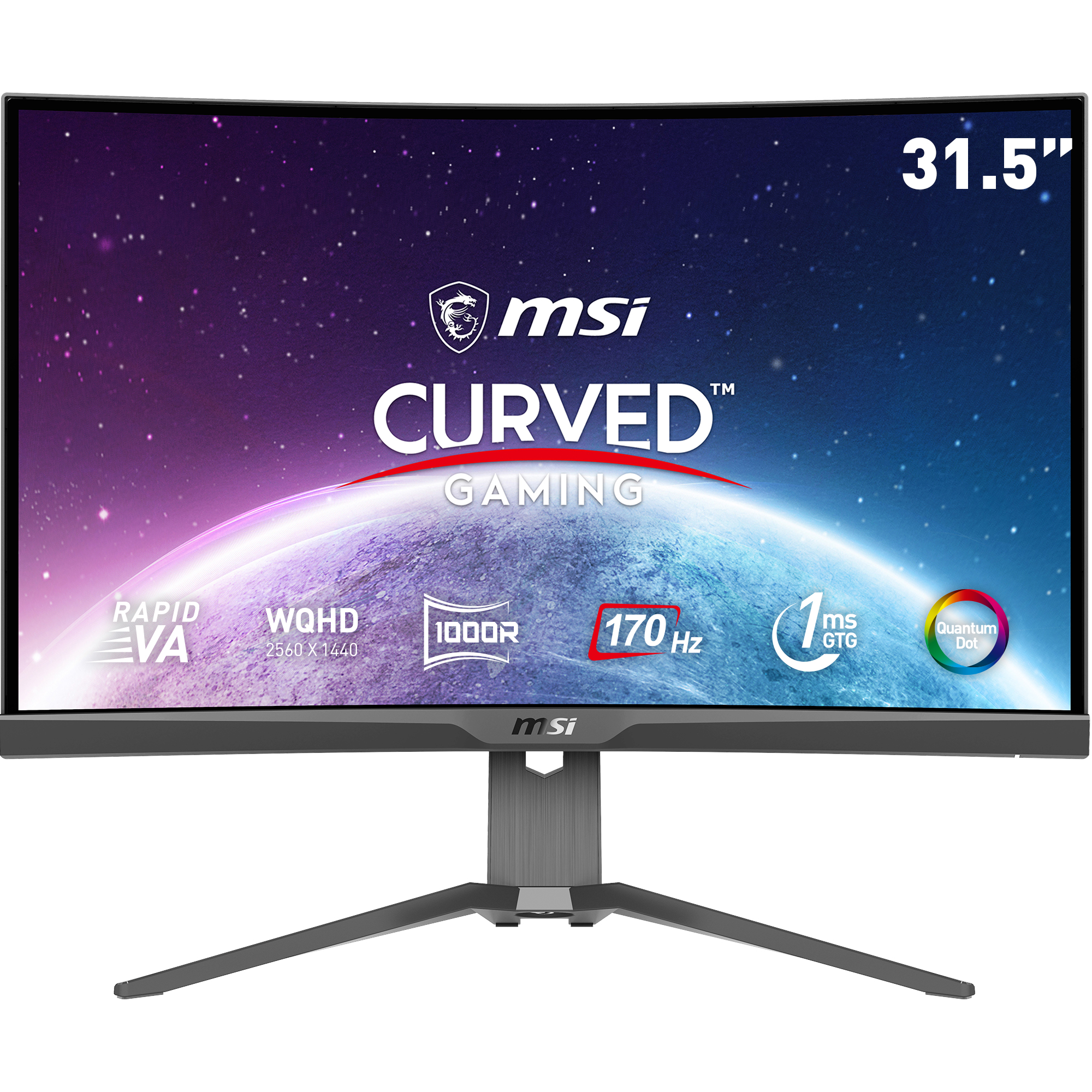 MSI MAG 31.5" WQHD Curved Rapid VA 170Hz 1ms (GTG) Gaming Monitor