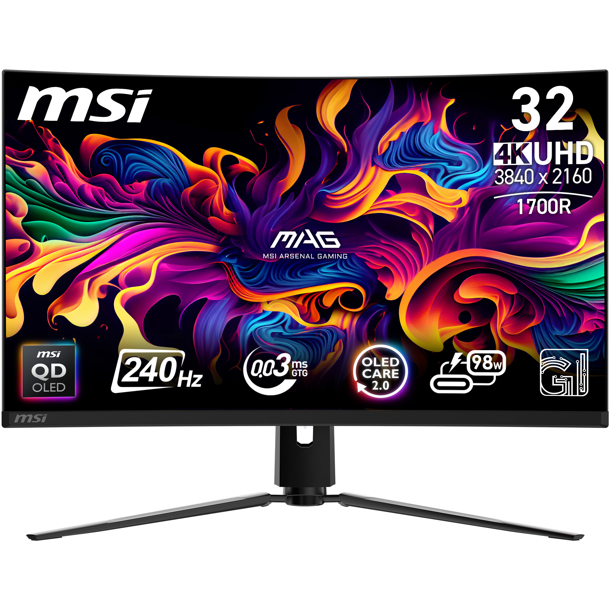 MSI MPG 321CURX QD-OLED 32" 16:9 UHD, 240Hz 0.03ms Curved Monitor, AI