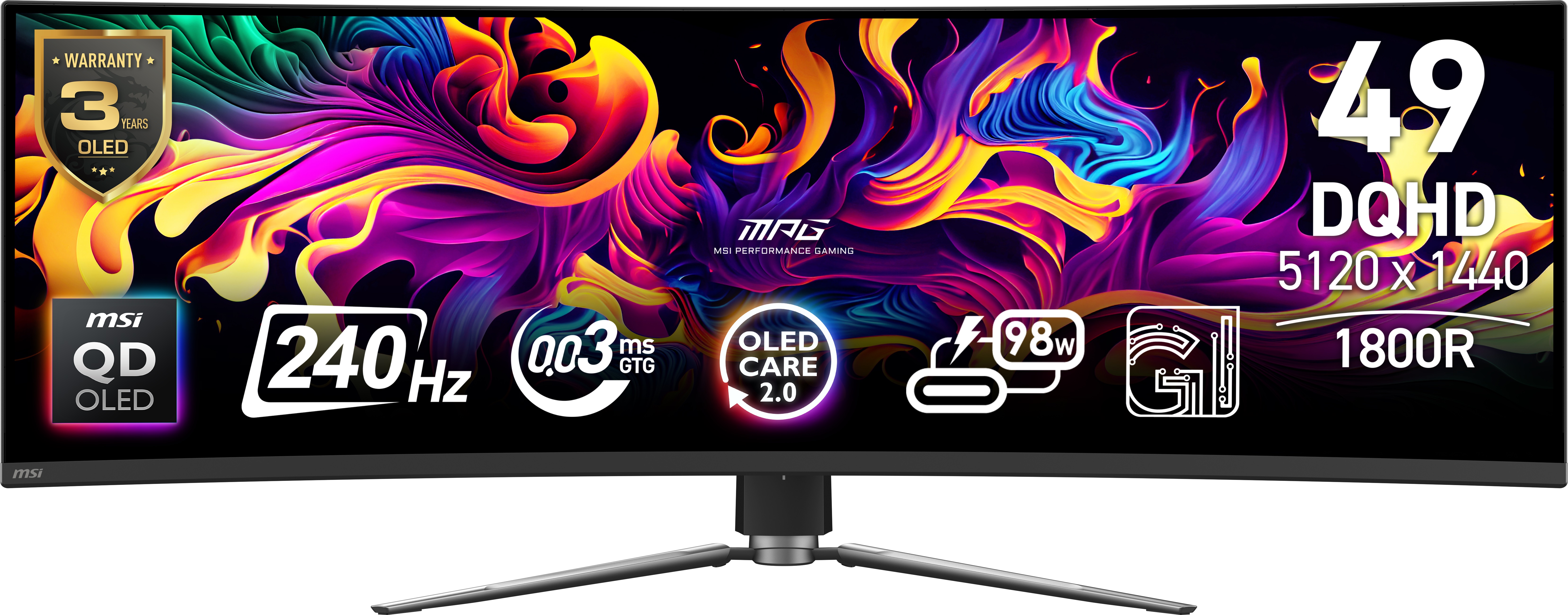 MSI MPG 491CQPX QD-OLED 49" 32:9 DQHD, 240Hz 0.03ms Curved Monitor, AI(Open Box)