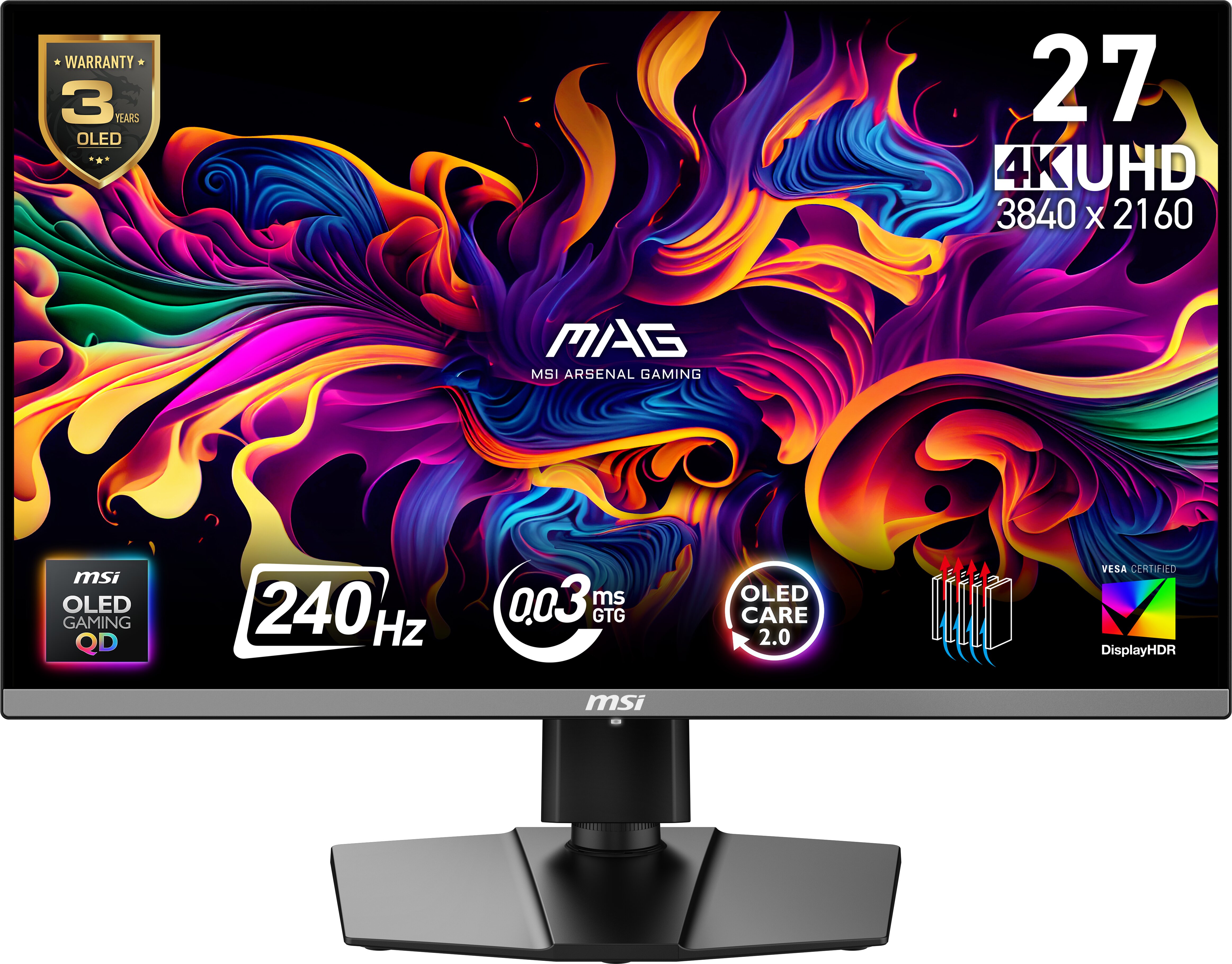 MSI 27" 3840 x 2160 (UHD) QD-OLED 240Hz Flat Gaming Monitor