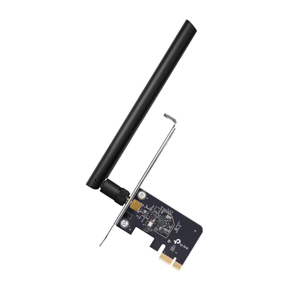TP-Link (Archer T2E) AC600 Wireless Dual Band PCI Express Adapter. 433 Mbps on the 5 GHz band and 200 Mbps on the 2.4 GHz band.