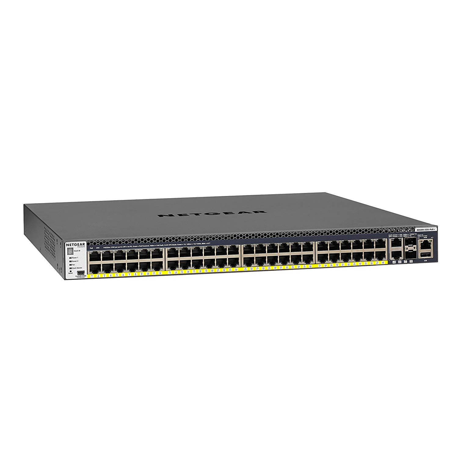 NETGEAR (GSM4352PB-100NES) Switch administrable empilable 48x1G PoE+ avec 2x10GBASE-T et 2xSFP+ (bloc d'alimentation 1 0...