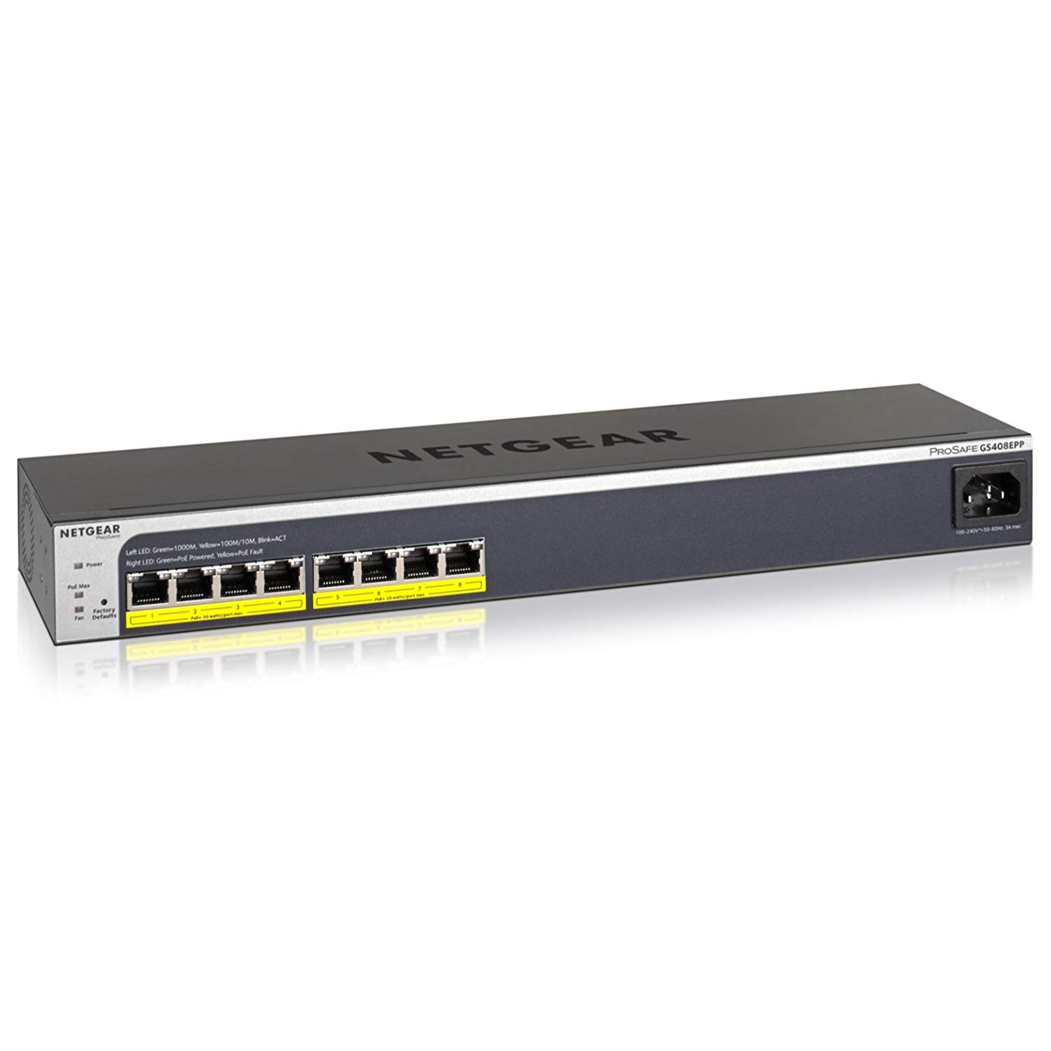 NETGEAR (GS408EPP-100NES) Commutateur Ethernet ProSafe Plus GS408EPP à 8 ports