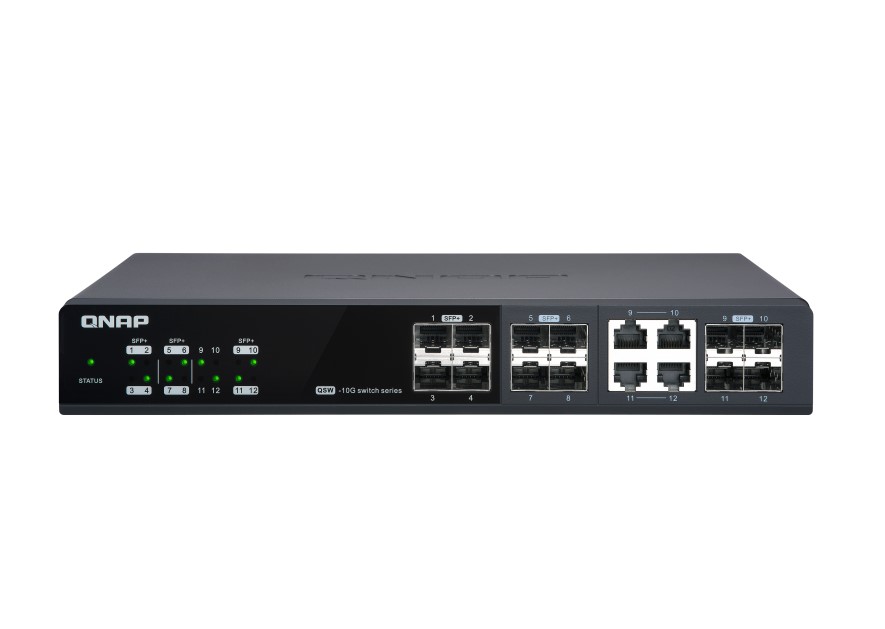 Switch de gestion QNAP (QSW-M1204-4C), 12 ports de vitesse de port 10GbE, 8 ports SFP+, 4 ports
