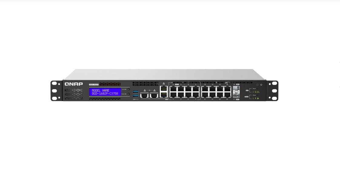 QNAP (QGD-1602P-C3558) 8 ports PoE 2,5 GbE (4 ports IEEE 803.3bt PoE ++ alimentation 90 W, 4 ports 803.3at PoE ++ alimentati...