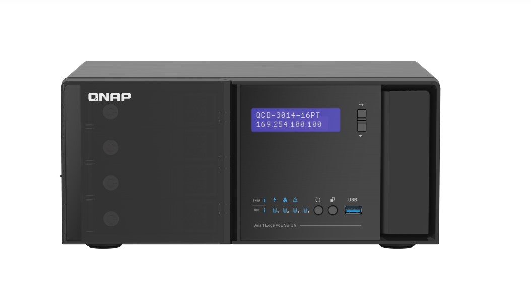 QNAP (QGD-3014-16PT) 14 ports PoE RJ45 1GbE (alimentation IEEE 803.3at PoE ++ 30W), 2 ports PoE combinés 1GbE SFP+/RJ45 (ali...