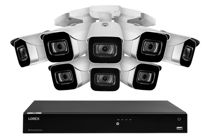 Lorex Fusion 4K (16 Camera Capable) 4TB Wired NVR System with Eight IP Bullet Cameras