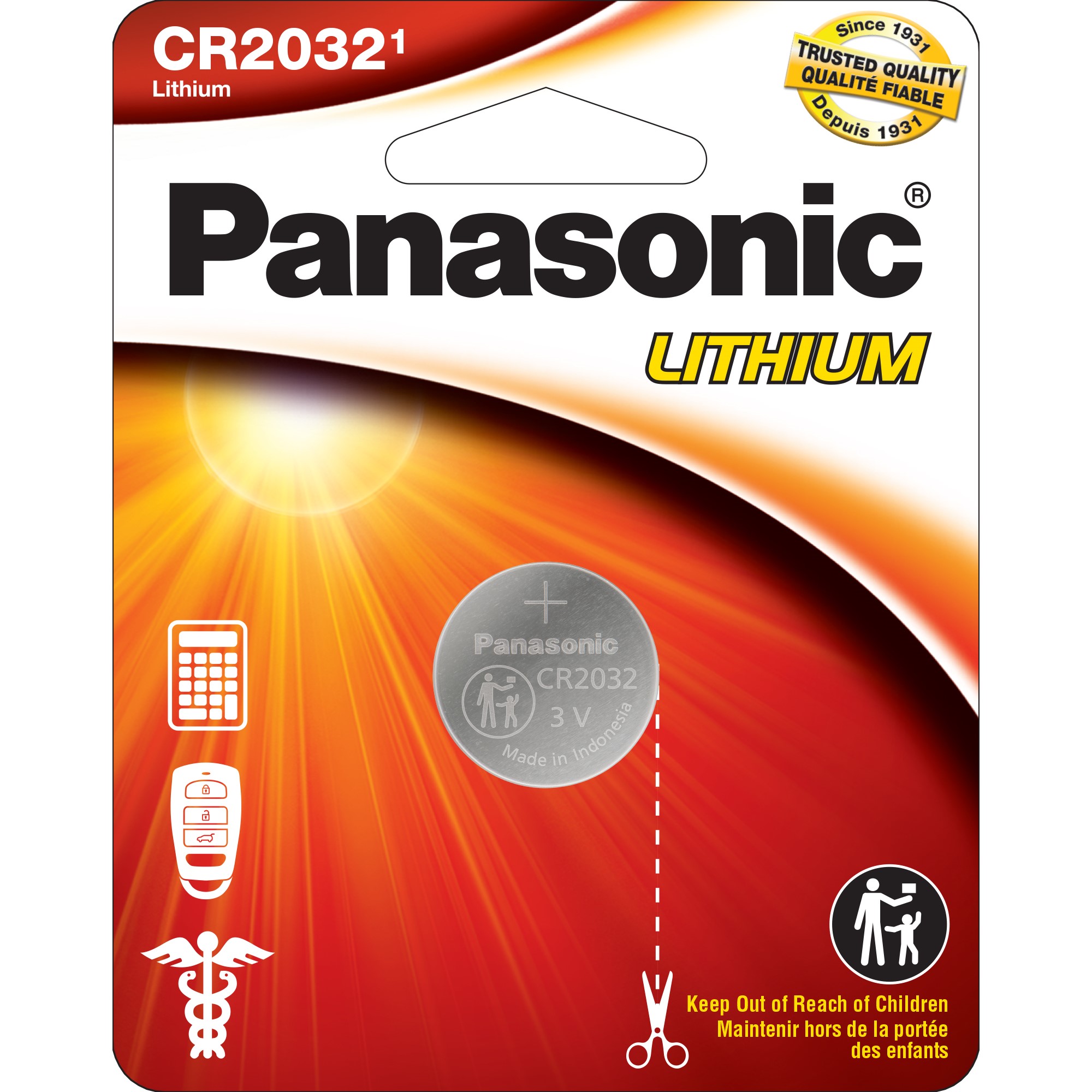 ile bouton au lithium PANASONIC CR2032 3V, 1 paquet