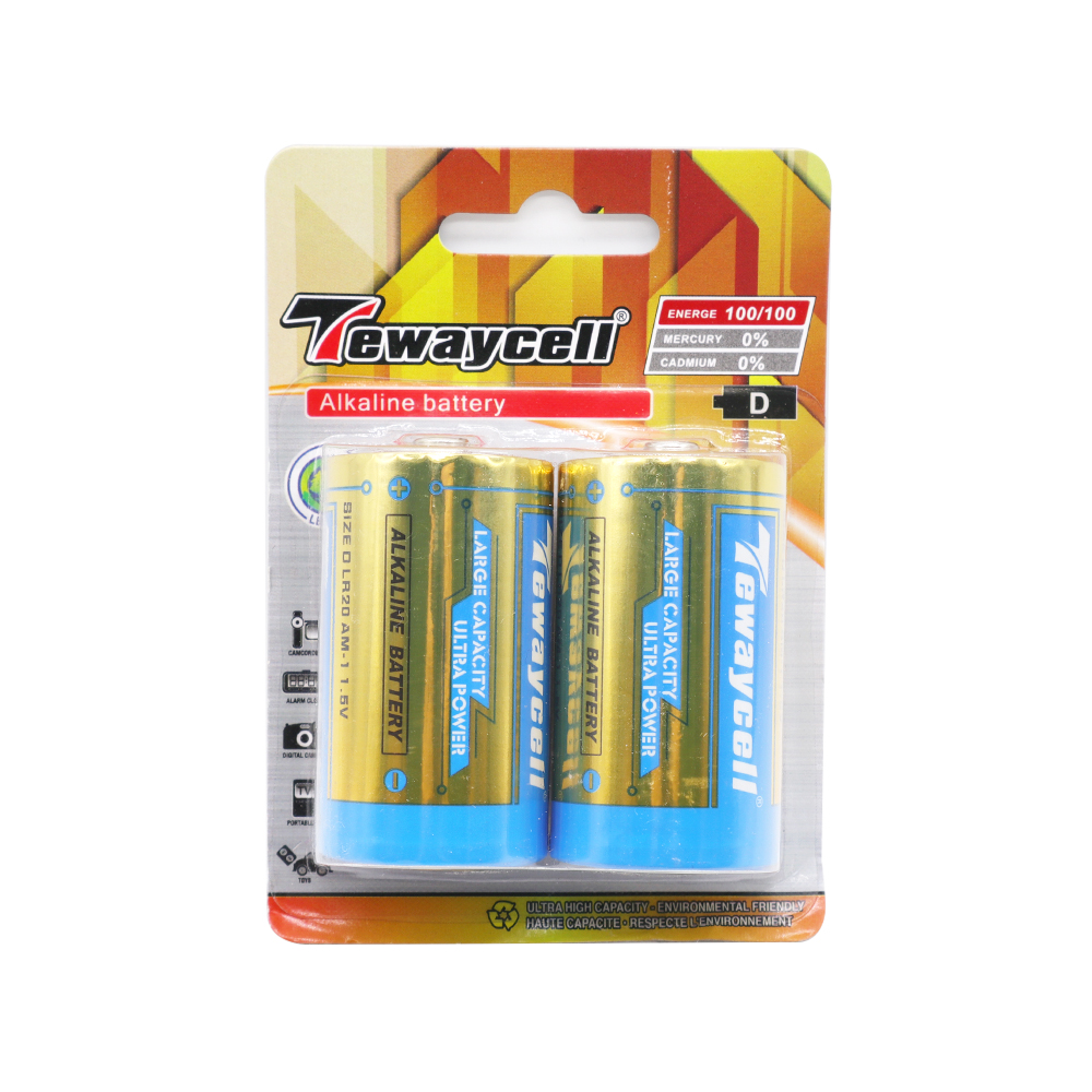 TEWAYCELL - Paquet de 2 piles alcalines D