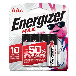 ENERGIZER Max AA Alkaline Battery 8 Pack (E91MP8)