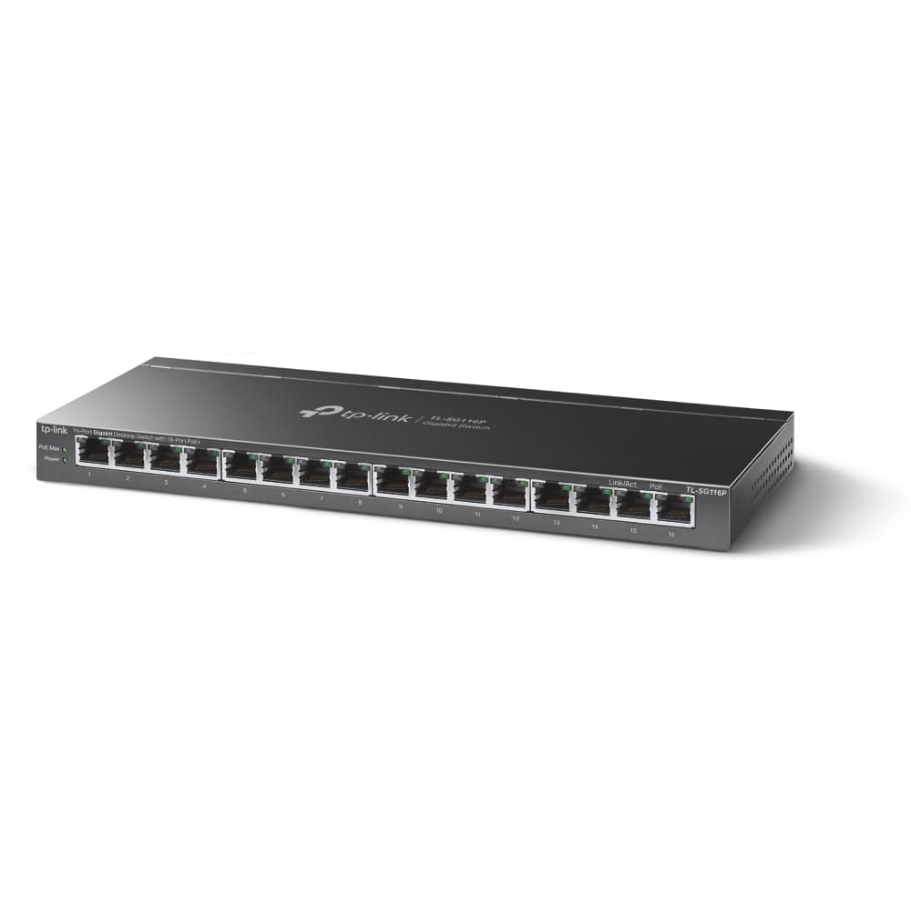 TP-Link (TL-SG116P) Switch de bureau Gigabit non géré PoE+ à 16 ports