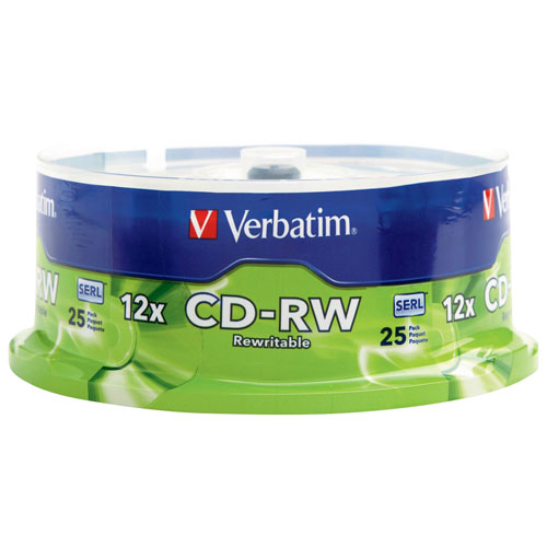 Verbatim 12x CD-RW 700MB Rewritable Media Disc, 25 Pack Spindle