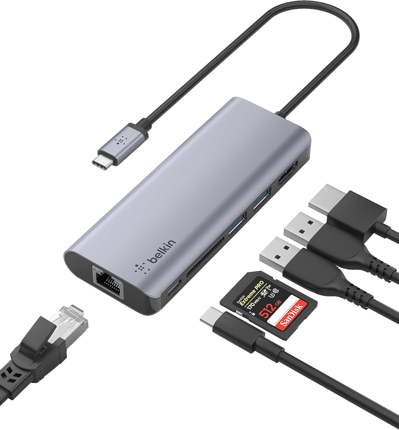 Belkin USB-C 6-in-1 Multiport Adapter, Laptop Docking Station