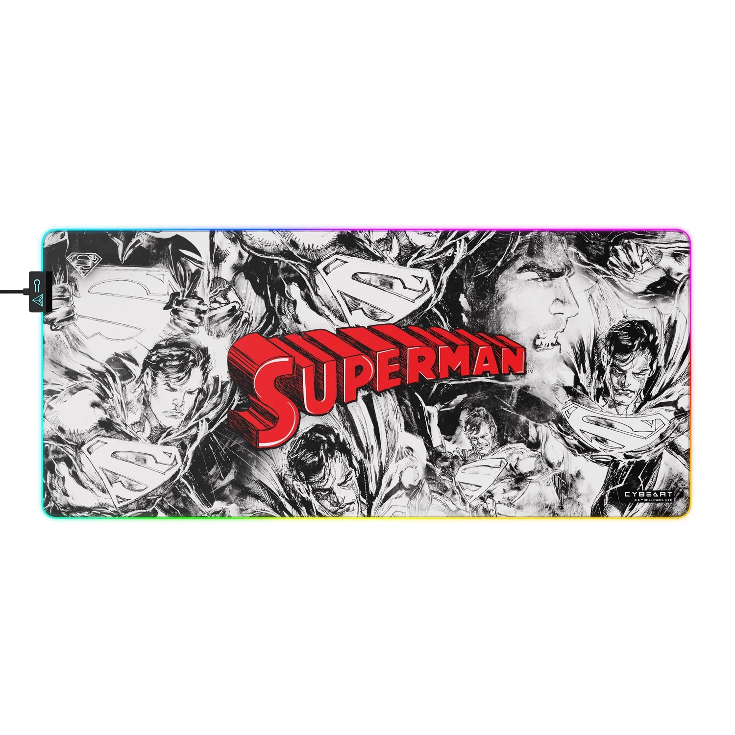 CYBEART Superman Jim Lee Edition RGB Gaming Desk Mat (XXL -900x400x4m)