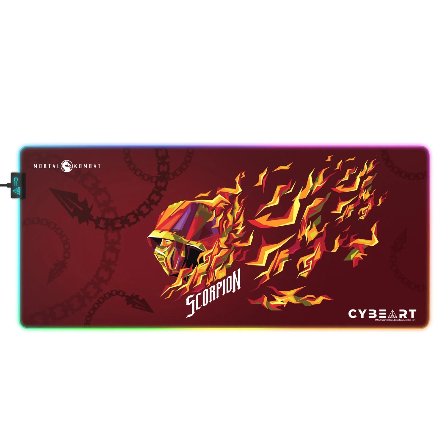 CYBEART Scorpion-Tapisde bureau dejeu MortalKombat RGB(XXL-900x400x4mm(Open Box)