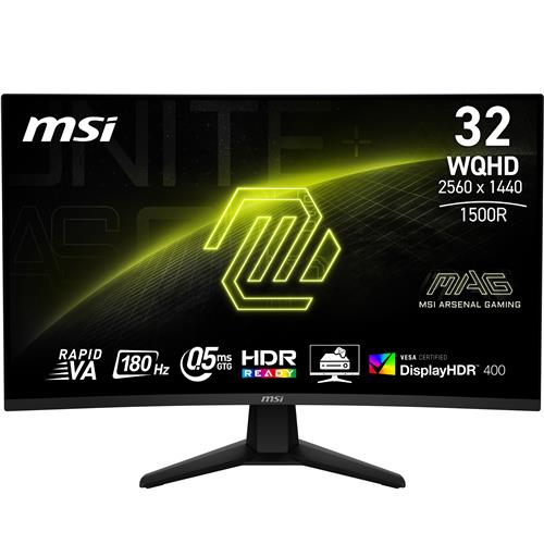 MSI 32" WQHD Curved Rapid VA 180Hz 0.5ms Gaming Monitor
