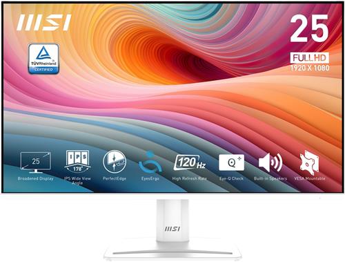 MSI 24.5" FHD IPS 120hz 1ms (MPRT) White Monitor