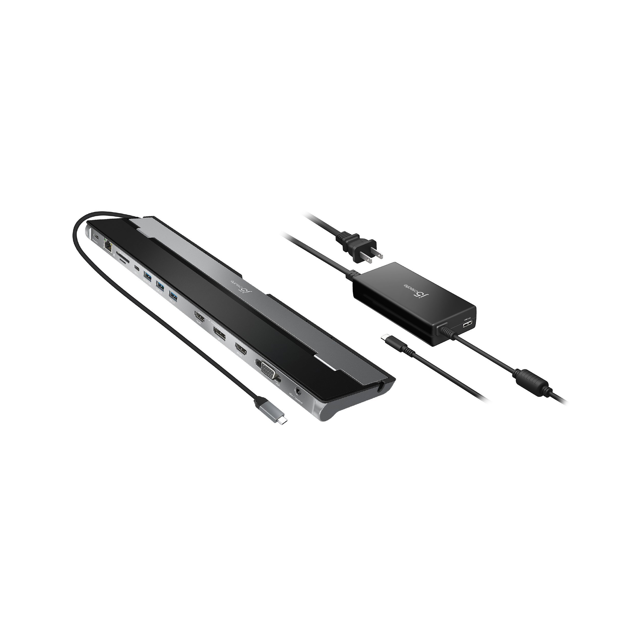 j5create 13-in-1 USB-C Triple Display Docking Station, 100W PD Adapter