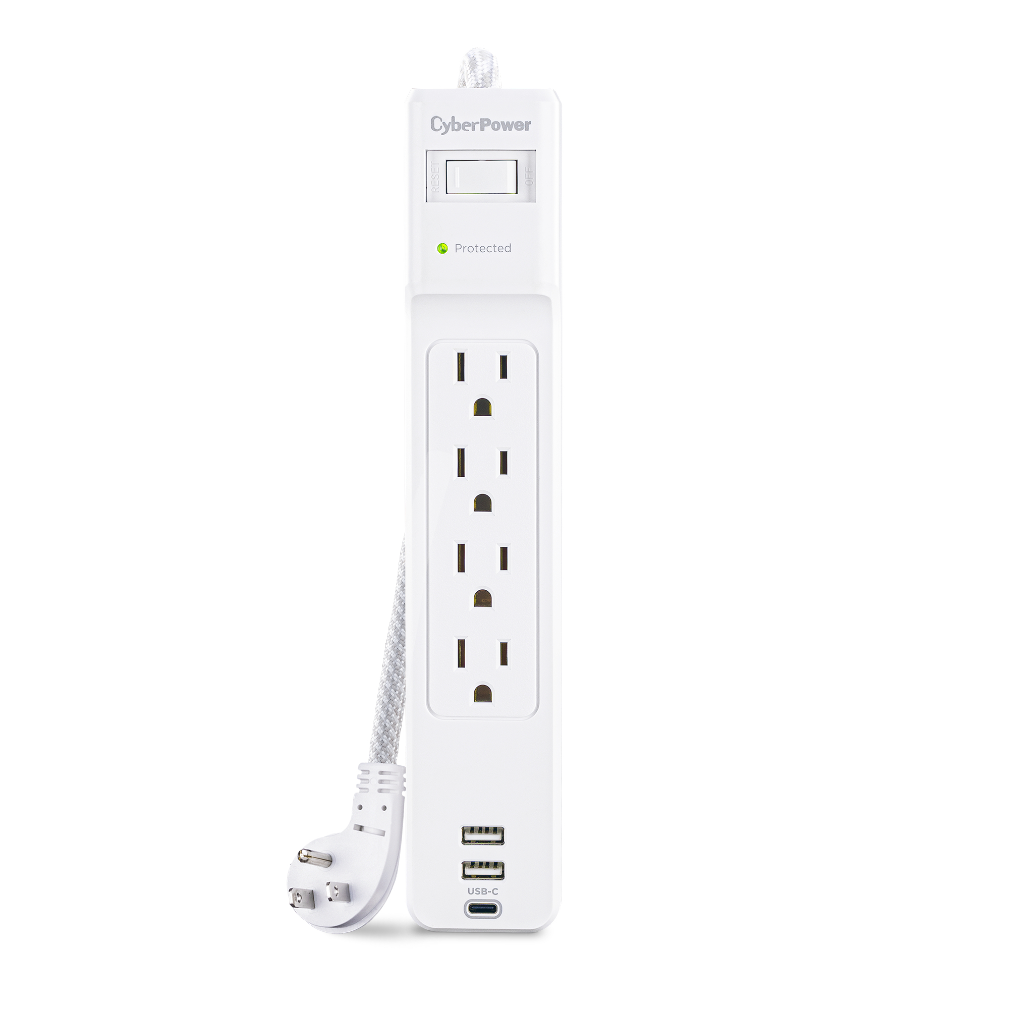 CYBERPOWER 5 ft. 2 USB-A, 1 USB-C 1500J 4-Outlet Surge Protector P405U