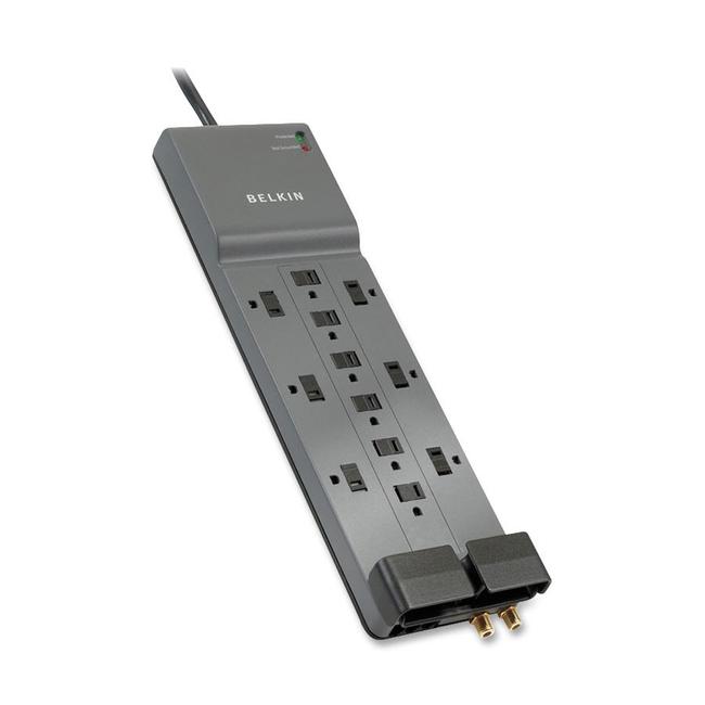 BELKIN SurgeMaster Professional 12-Outlets 3,940 Joules 8 ft Surge Protector with Phone Line Protection (BE112230-08)