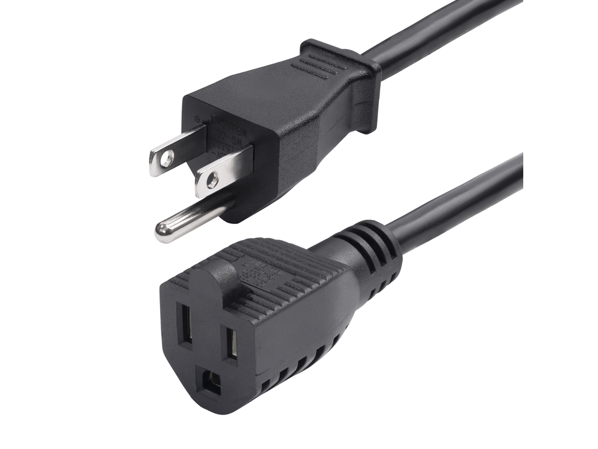 StarTech.com Rallonge d'alimentation de 3 m, câble d'alimentation secteur NEMA 5-15P vers NEMA 5-15R, 10 A 125 V, 18 AWG, câ...
