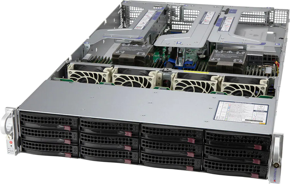 Serveur SUPERMICRO Ultra 2U (X12DPU-6, 829U3TS-R1K22P-T) Intel Xeon Silver 4314 16C/32T, MEM-DR412L-CL03-LR32(x4)128 Go (16 ...