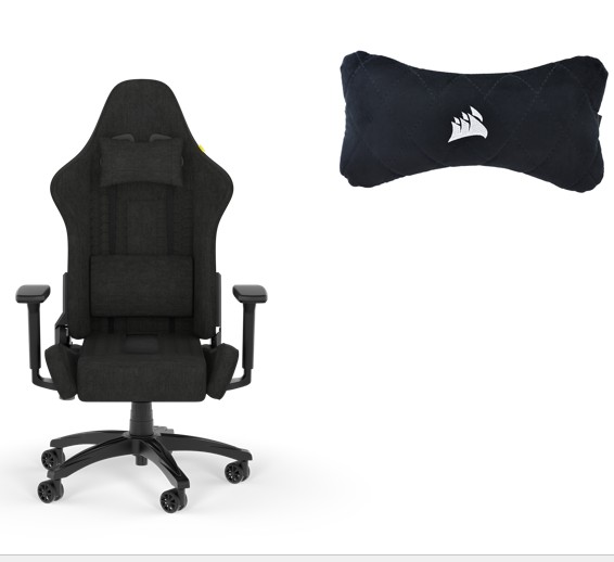 Corsair TC100 Gaming Chair, Black + Gaming headrest, Black