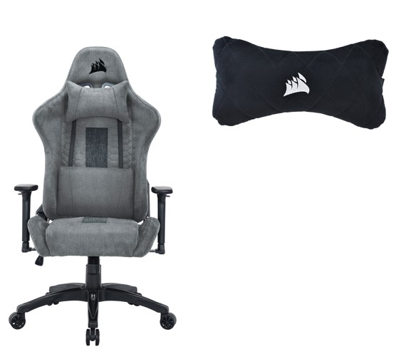 Chaise gaming Corsair TC100, gris clair + appui-tête gaming, noir