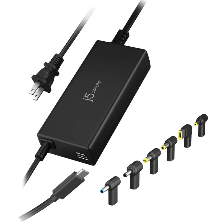 j5create Chargeur USB-C Super 100W PD avec 6 types de connecteurs DC