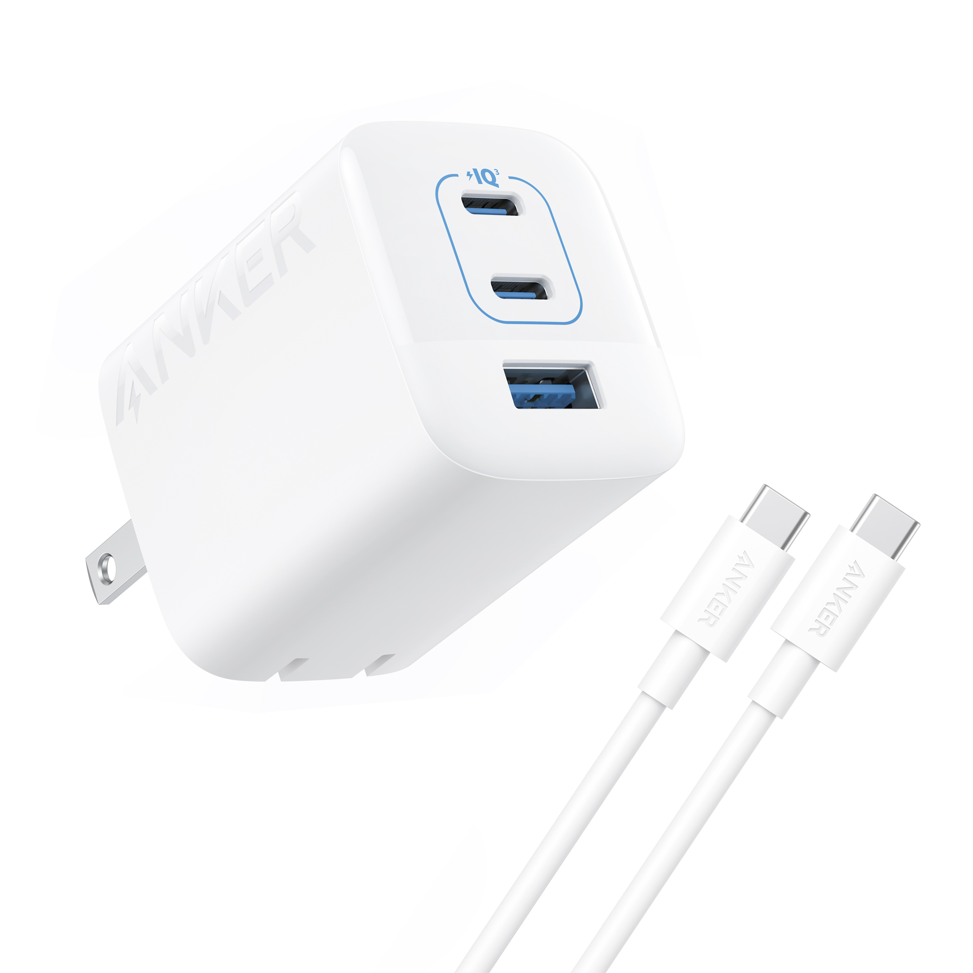 Anker 67W 3-Port GaN Wall Charger with USB-C Cable Bundle