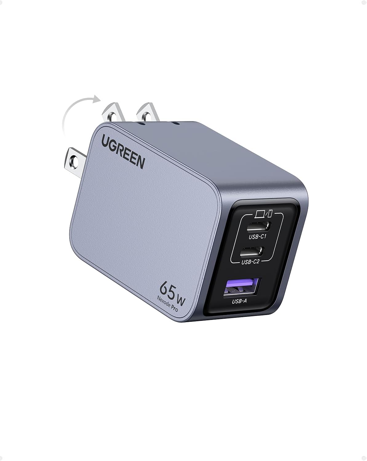 UGREEN Charger Nexode Pro GaN 65W USB C / A Charger, 3-Ports
