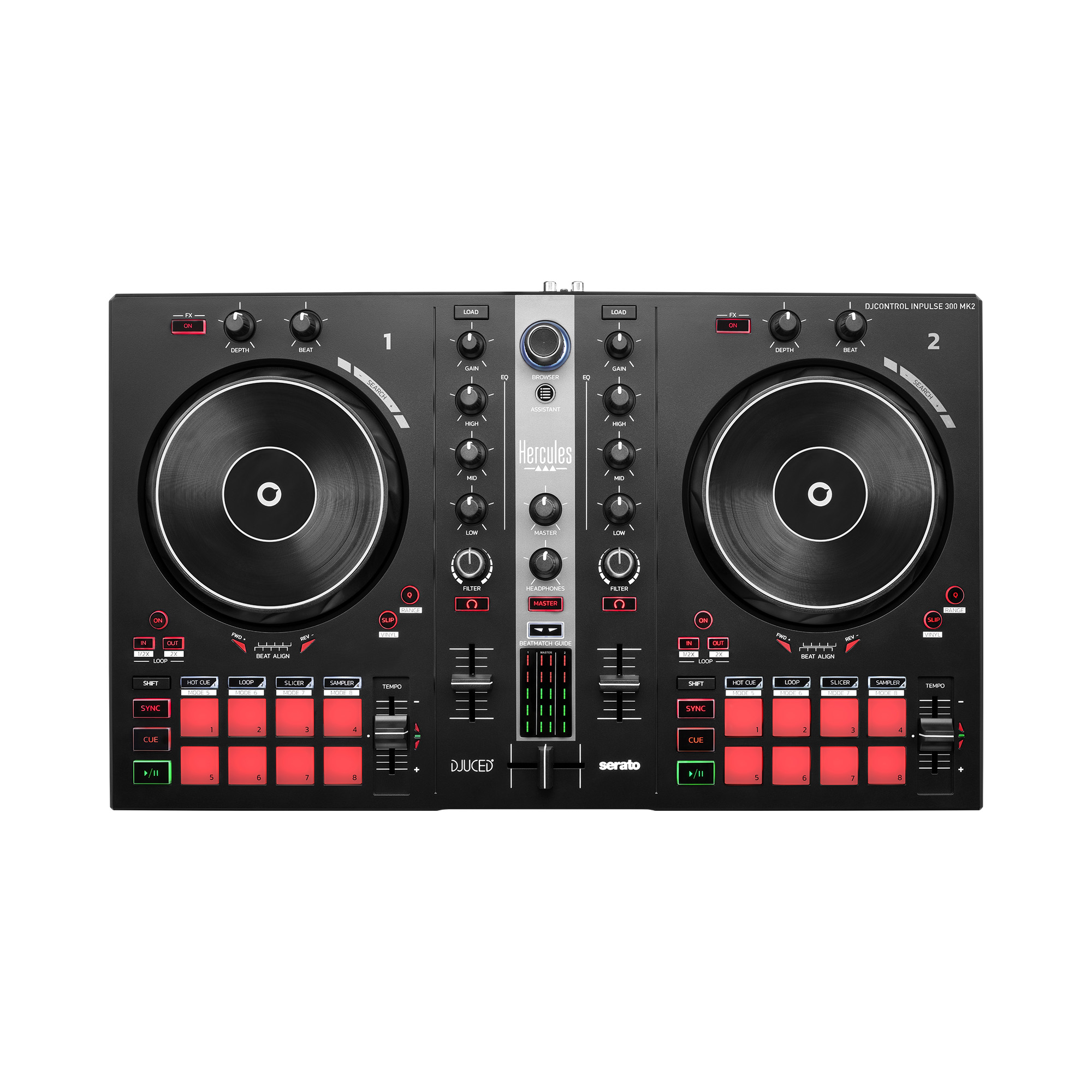 HERCULES DJControl Inpulse 300 MK2 USB DJ Controller, Black