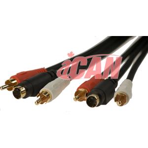 iCAN (AV SVHS+2RCA-06) - Câble S-Video + 2 X RCA M/M haut de gamme - 6 pi