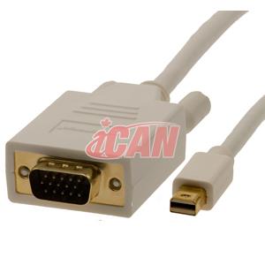 Câble plaqué or iCAN Mini Displayport vers SVGA 32AWG - 15 pieds(Open Box)