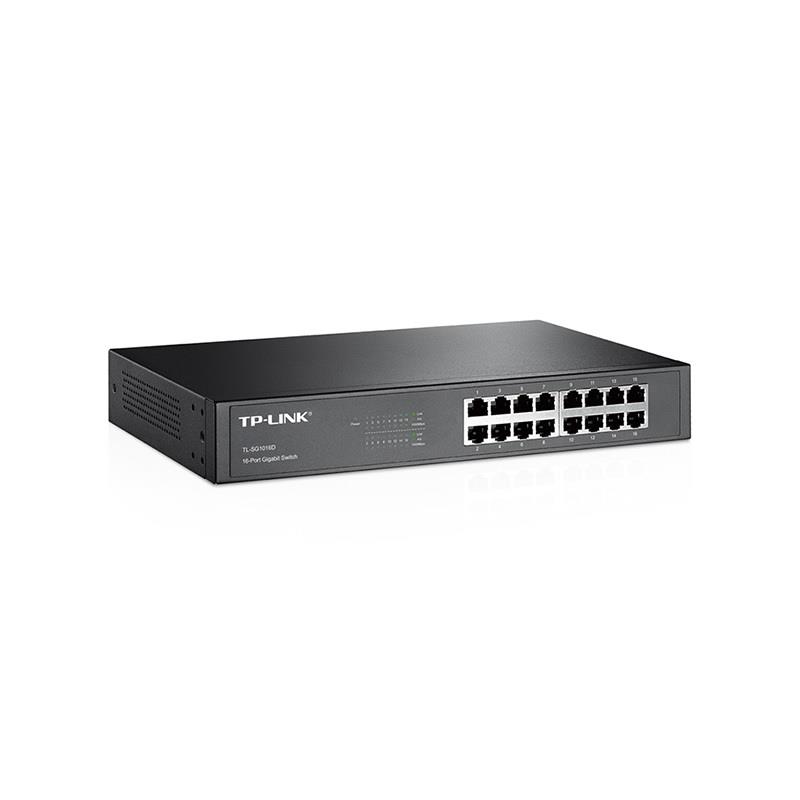 TP-Link (TL-SG1016) Switch vert Gigabit 16 ports, boîtier en acier 1U 19 pouces