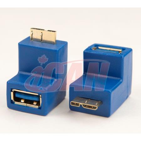 iCAN USB 3.0 A (F) to 90 Degree Micro B (M) Gold-plated Adapter