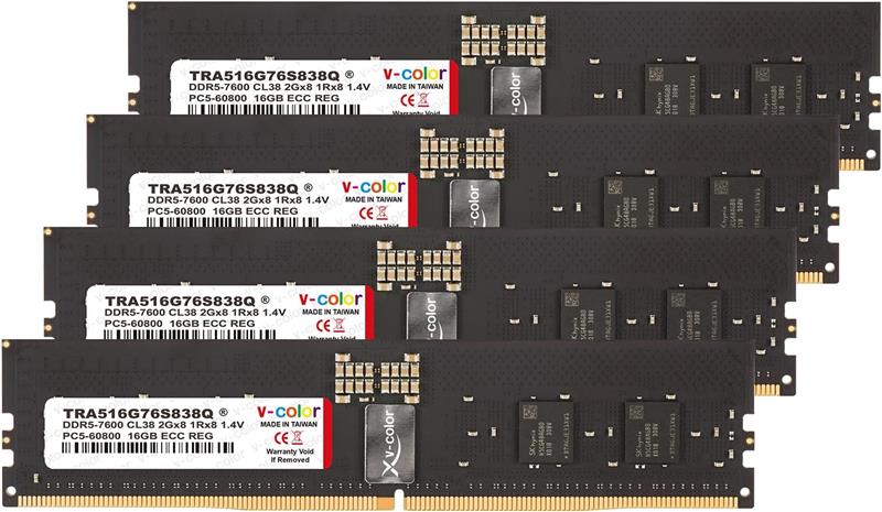 v-color 16 Go (4x16Go) DDR5 7600 MHz CL38 RDIMM