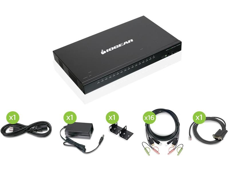 IOGEAR 16-PORT USB HDMI KVMP SWITCH WITH 16 USB CABLE KVM SET (TAA)