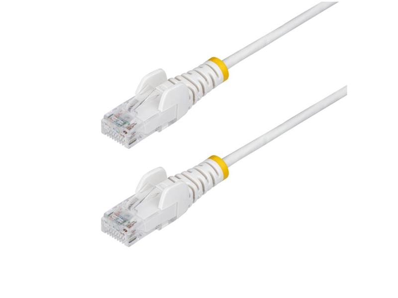 5ft White Slim CAT6 Ethernet Cable, Snagless, 100W PoE, UTP, LSZH, 28A