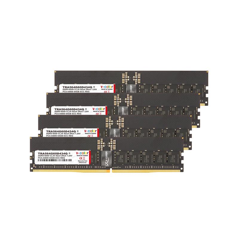 V-COLOR AMD TRX50 256GB (4x64GB) 6000MHz CL34 OC RDIMM