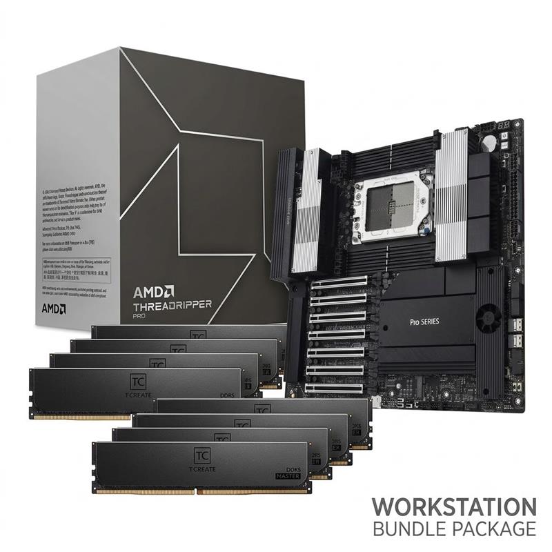 AMD Ryzen Threadripper 9960X CPU + ASUS PRO WS TRX50-SAGE WIFI A Motherboard + TEAMGROUP 128GB (4x32GB) 6000MHz CL30 ECC