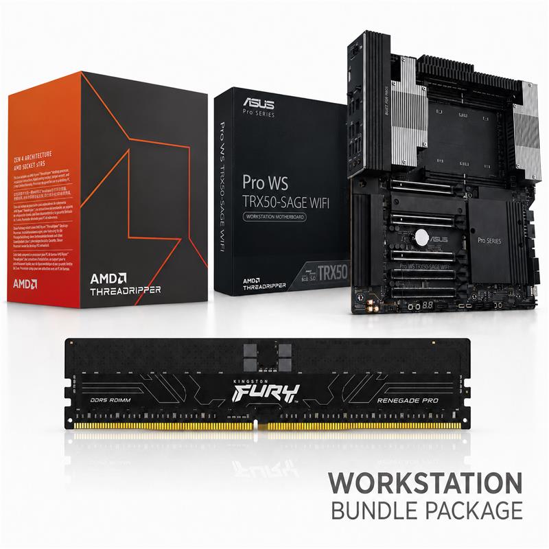AMD Ryzen Threadripper 7980X CPU + ASUS PRO WS TRX50-SAGE WIFI A Motherboard + Kingston FURY Renegade Pro 128GB (4x32GB)