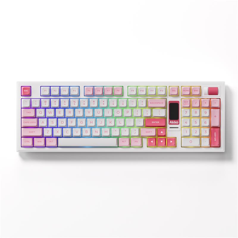 Akko 5098B Customizable Tri-Mode Mechanical Keyboard, Classic Pink Opt